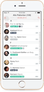 Die tomedo® Patientenliste auf einem iPhone 6S